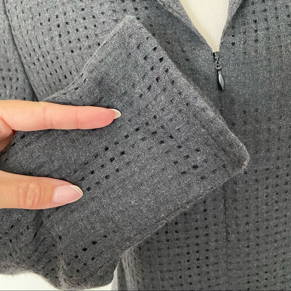 AKRIS Perforated Wool Structured Zip Wool Jacket - Picture 3 of 8
